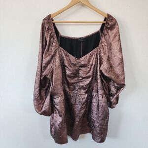 Lane Bryant Holiday Top 22 Rose Gold Gold Peplum Christmas New Years Winter